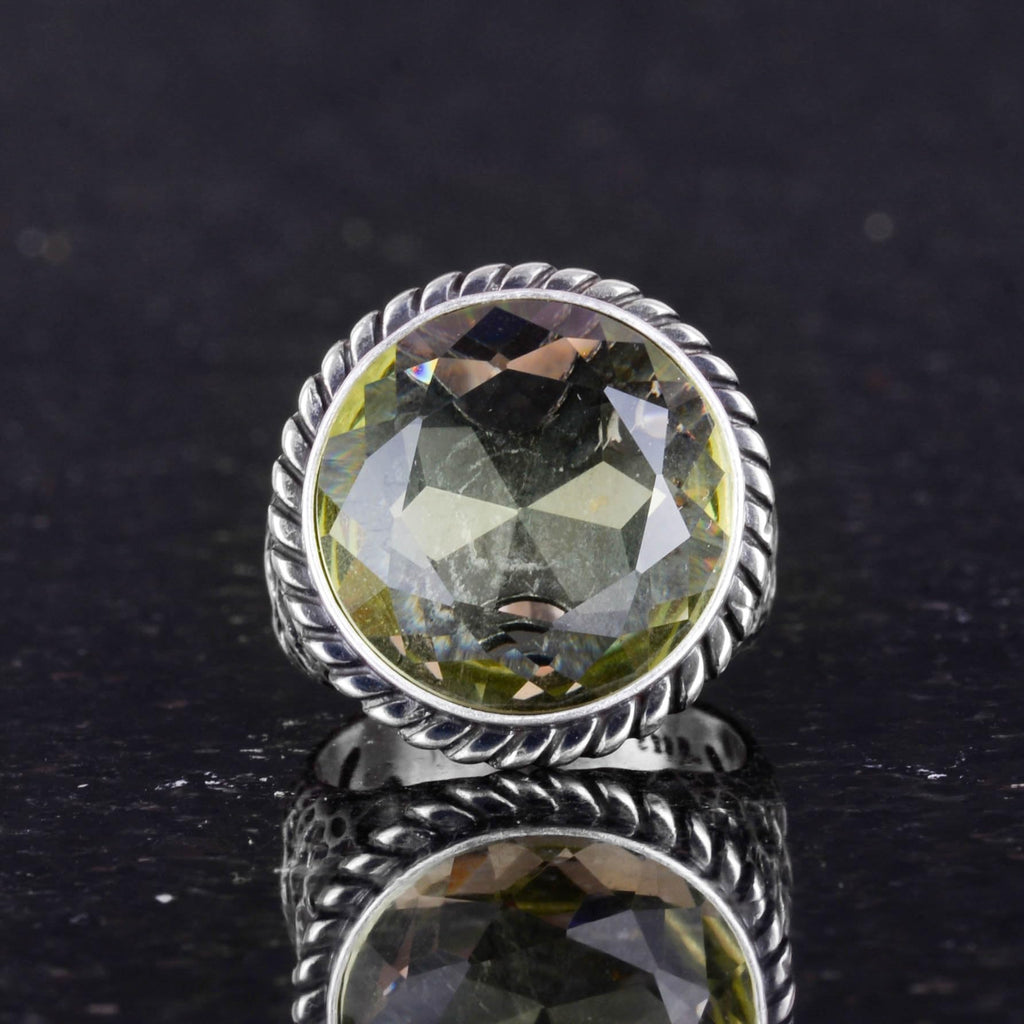 925 Sterling Silver Men's Ring - Handcrafted Synthetic Citrine Stone Ring - Modern Design — 3