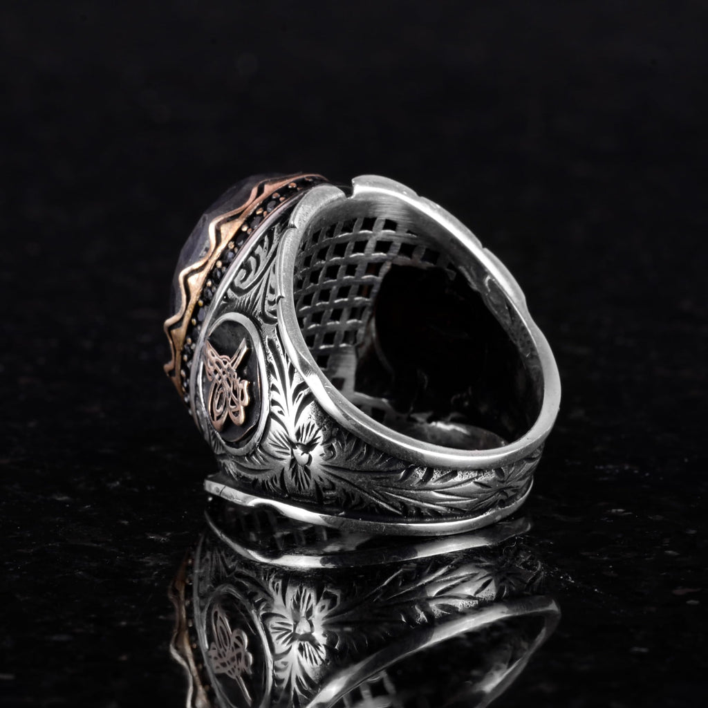 Natural Stone Blue Sapphire Ring, 925 Sterling Silver Ring, Ottoman Silver Ring, Unique Ring — 6