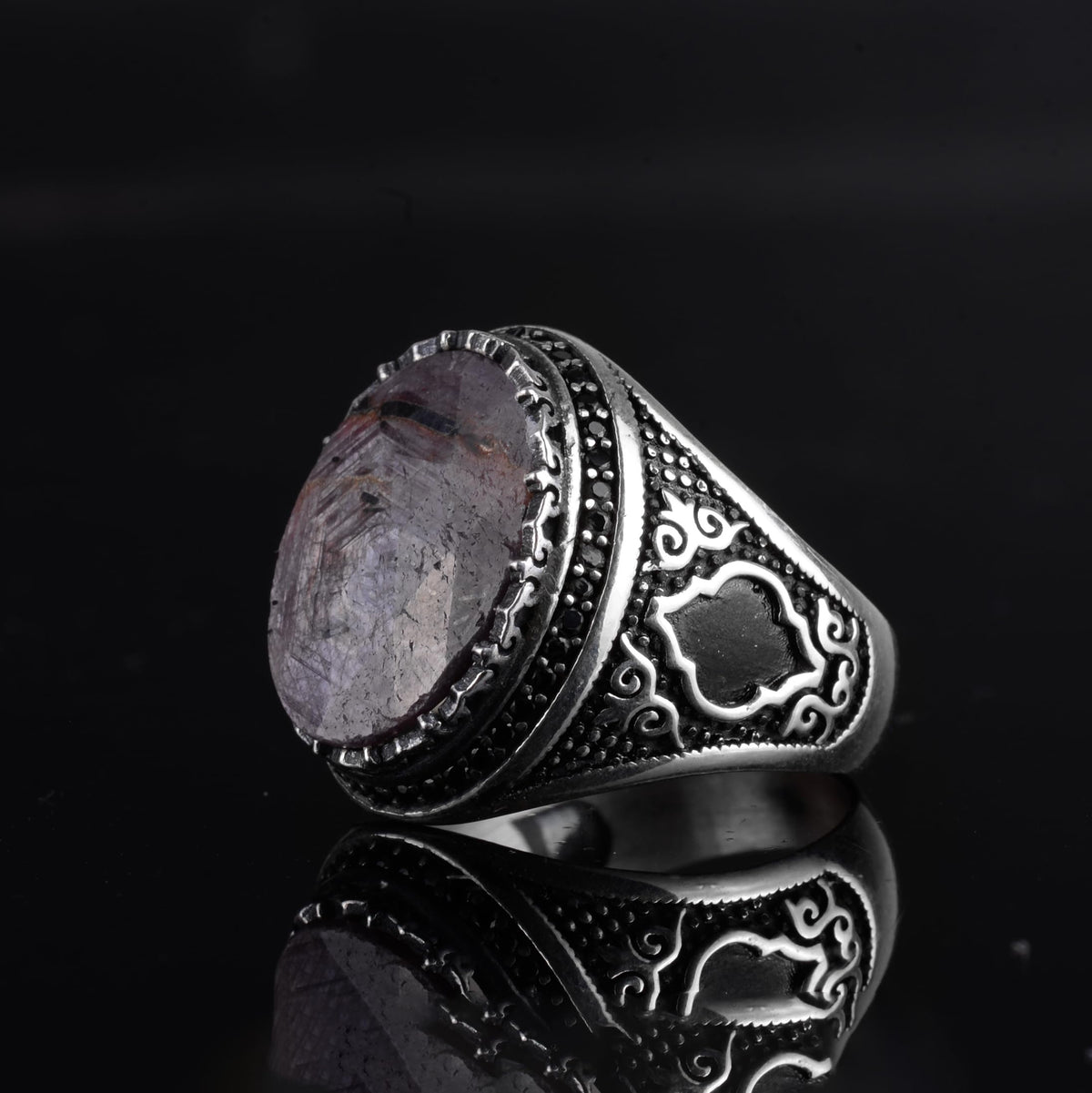 KAMBO Natural Sapphire Men's Ring – 925 Sterling Silver Oval Handmade Stone Statement Ring (Sapphire-1) — 5