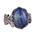 Bohemian Vintage Design Silver Women's Ring - Natural Lapis Lazuli Stone