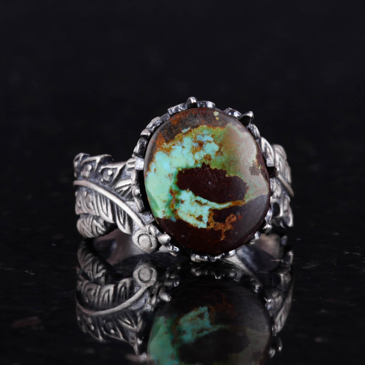 Natural Arizona Turquoise Stone Ring, 925 Sterling Silver Ring, Minimalist Handcrafted Ring (Model-7) — 6