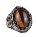 925 Sterling Silver Men's Ring - Handmade Elegance with Natural Stone (Tiger's Eye) (Model-2)