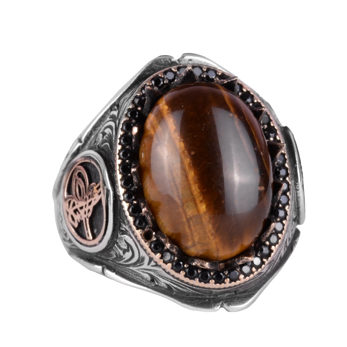 925 Sterling Silver Men's Ring - Handmade Elegance with Natural Stone (Tiger's Eye) (Model-2)