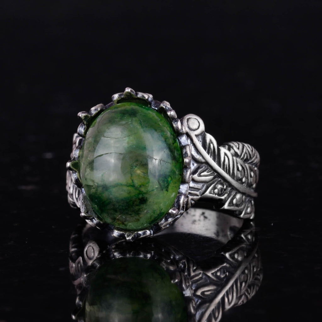 Natural Emerald Stone Ring - Handmade 925 Sterling Silver Jewelry — 6