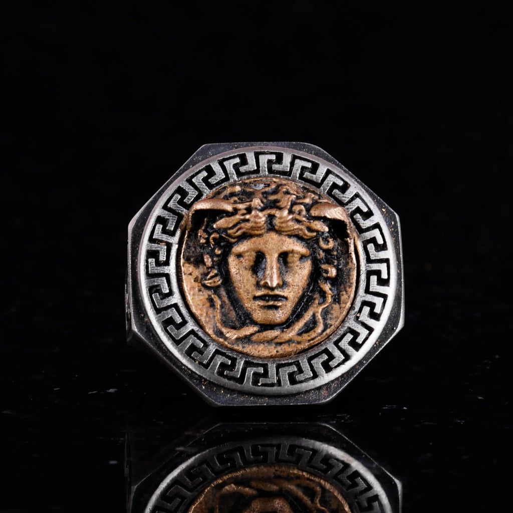 925 Sterling Silver Ring - Greek Key Design Men's Ring - Handmade Medusa Ring — 4