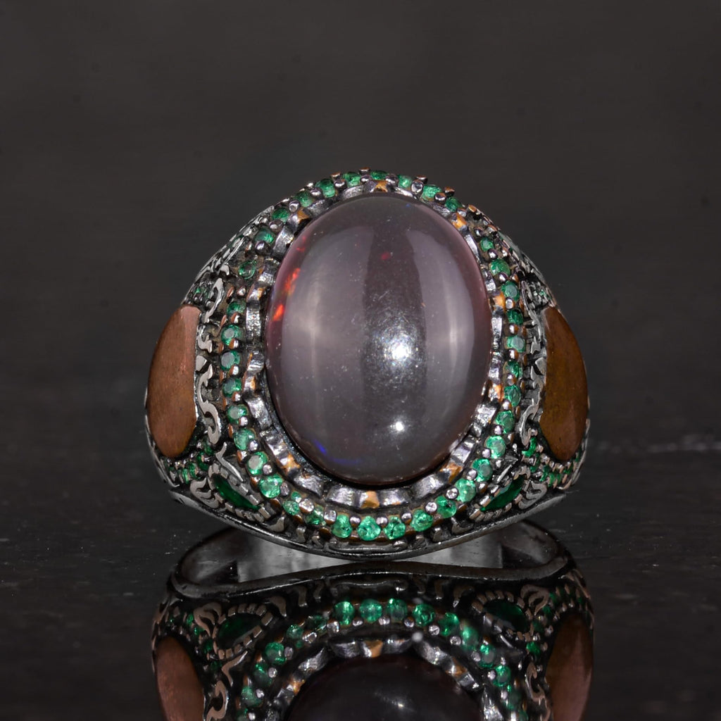 925 Sterling Silver Ring with Real Oval Opal Stone — 4