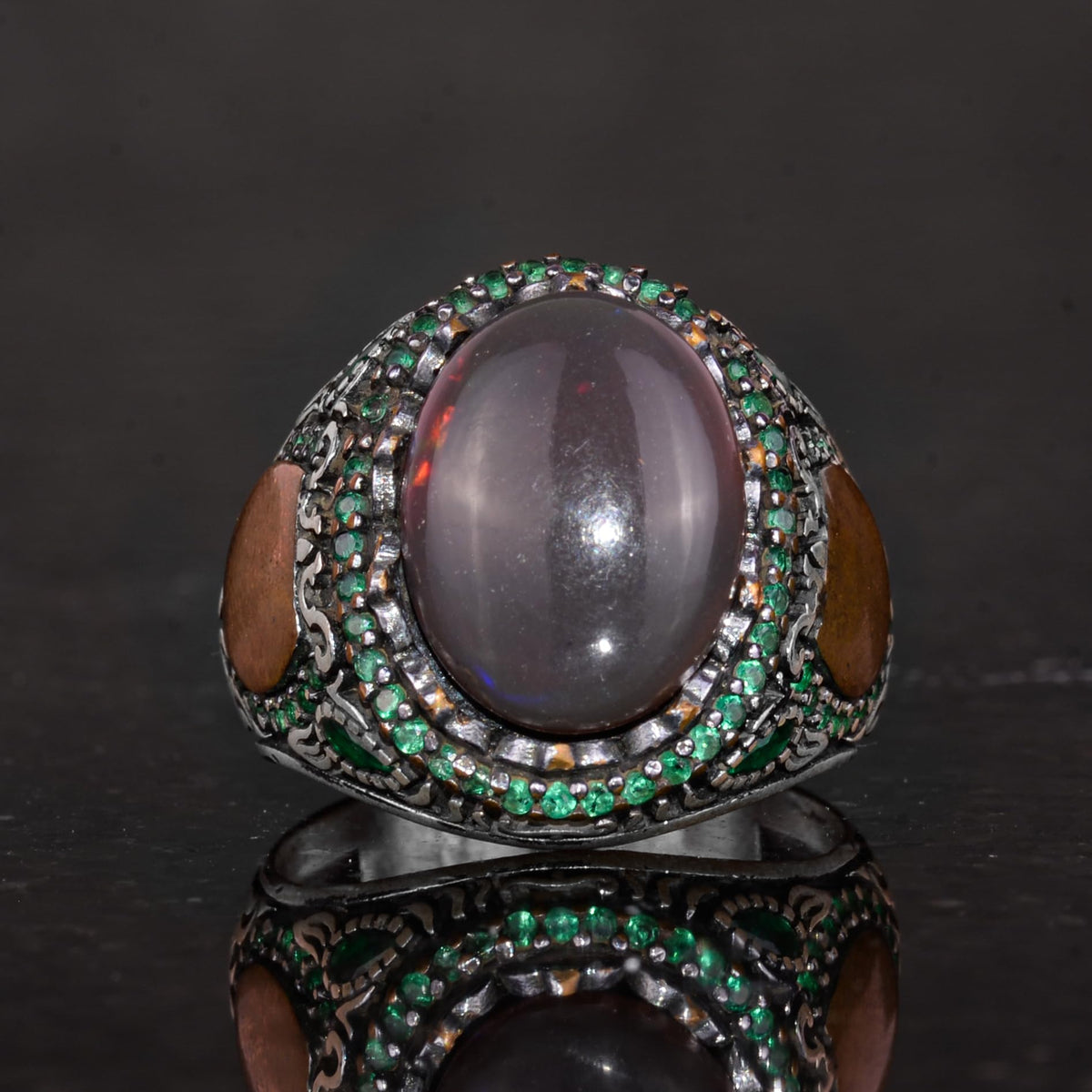 925 Sterling Silver Ring with Real Oval Opal Stone — 4