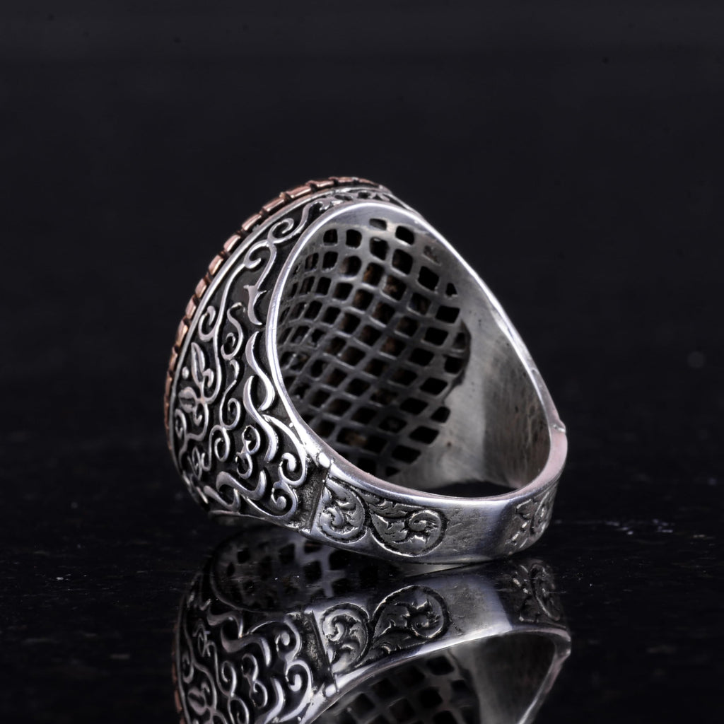 Synthetic Stone Ring, 925 Sterling Silver Men's Ring, Large Size Ring (Blue Sunstone) — 6