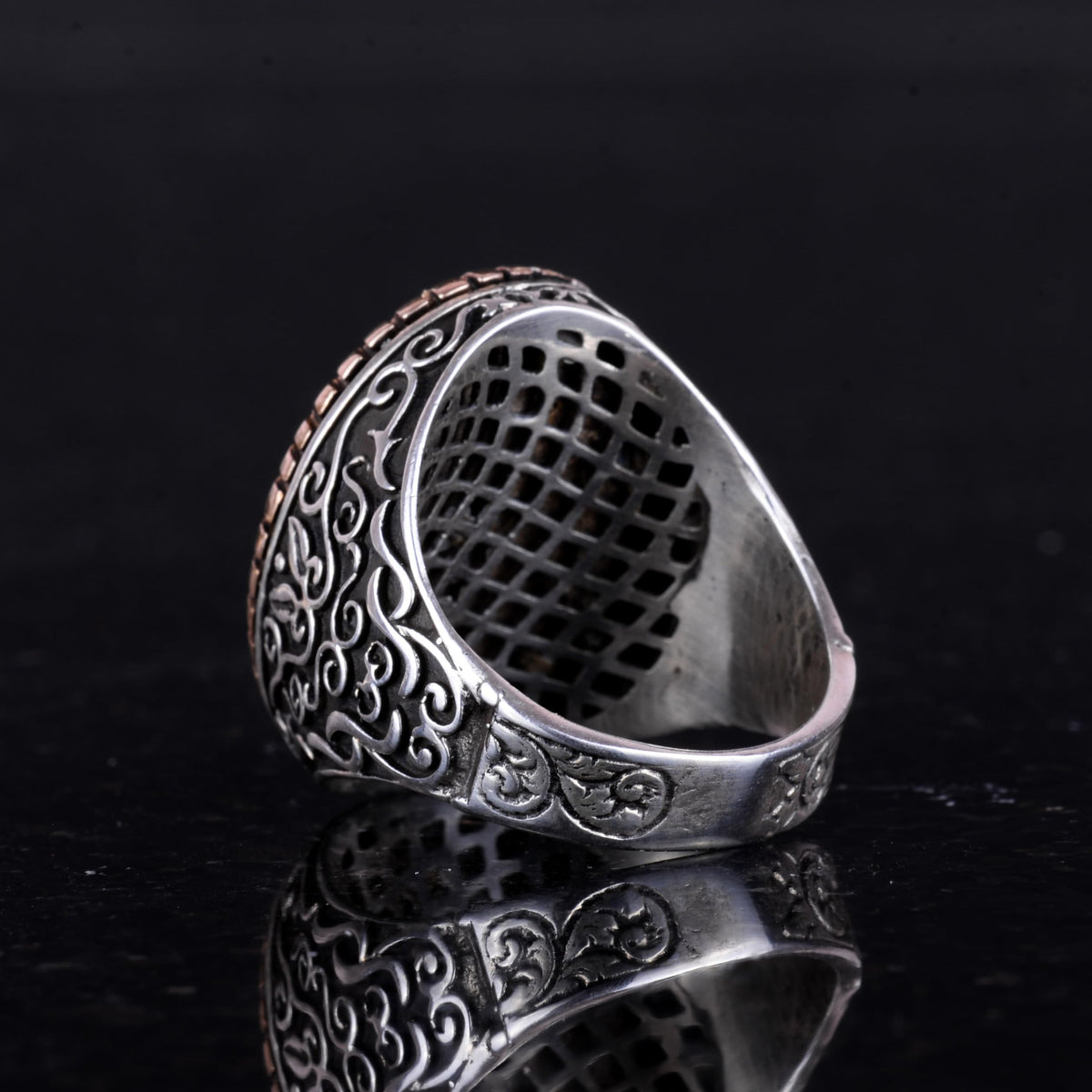 Synthetic Stone Ring, 925 Sterling Silver Men's Ring, Large Size Ring (Blue Sunstone) — 6