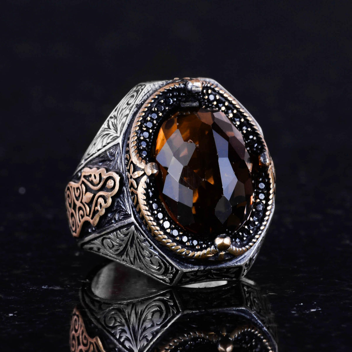 Handcrafted 925 Sterling Silver Ring with Smoky Quartz Stone — 5