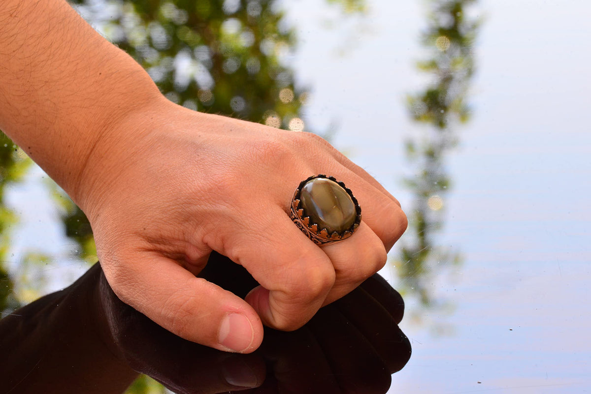 Green Natural Jasper Stone Ring — 7