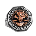 925 Sterling Silver Ring - Greek Pattern Men's Ring - Handmade Ring (Wolf)