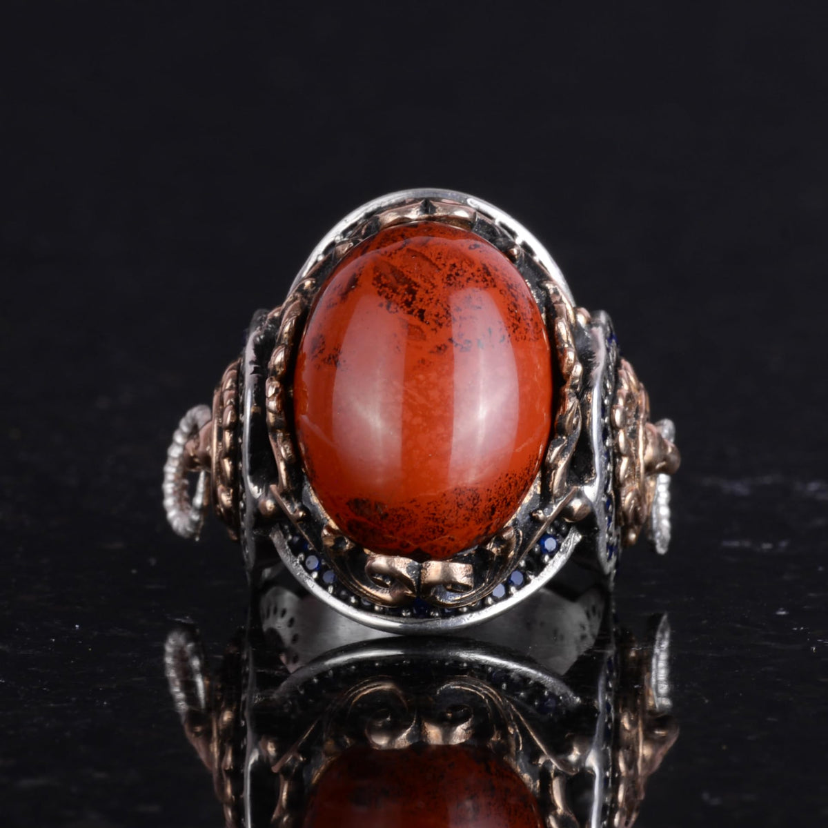 Natural Red Bloodstone Ring - 925 Sterling Silver Ring — 4