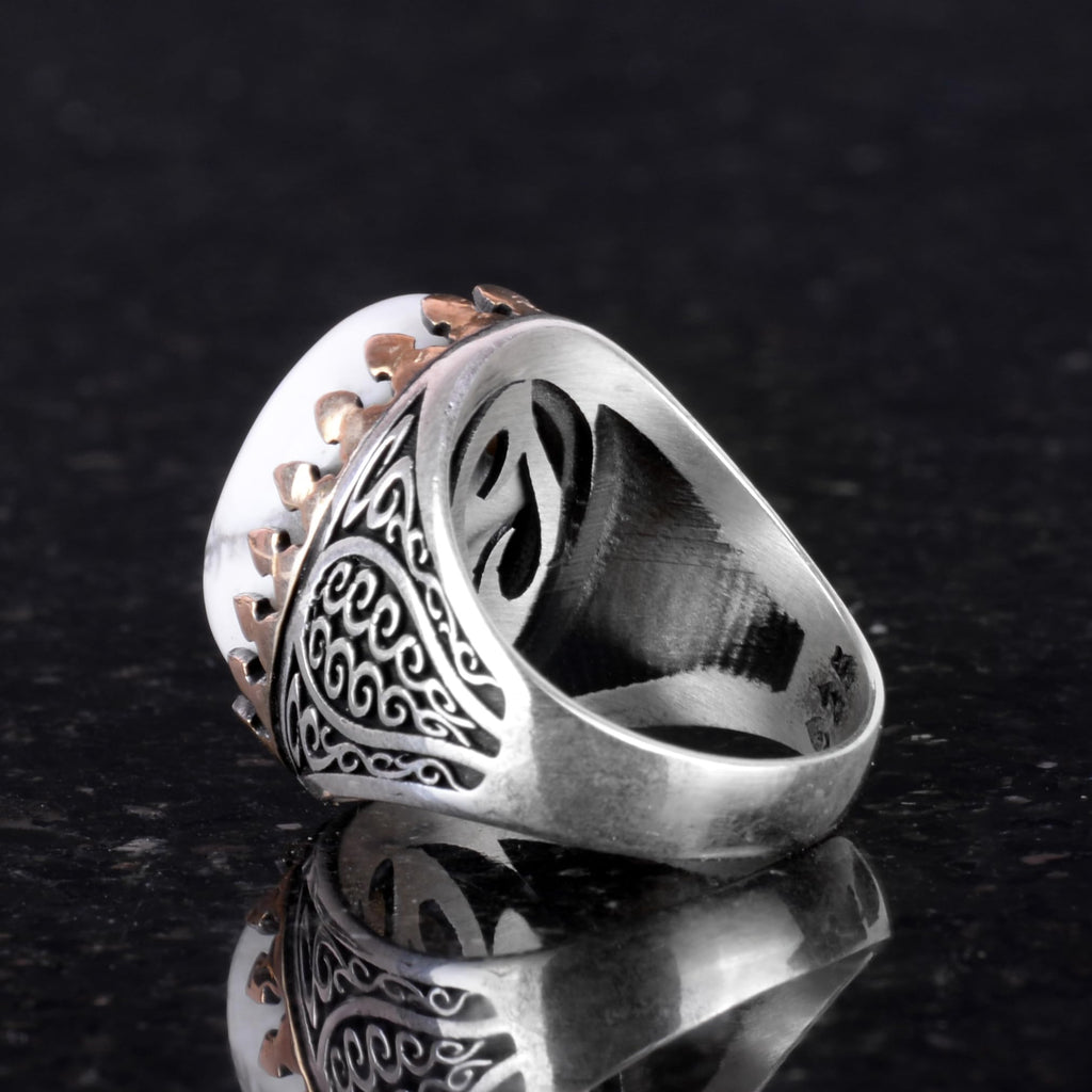 925 Sterling Silver Men's Ring - Handmade Elegance with Howlite Stone — 5