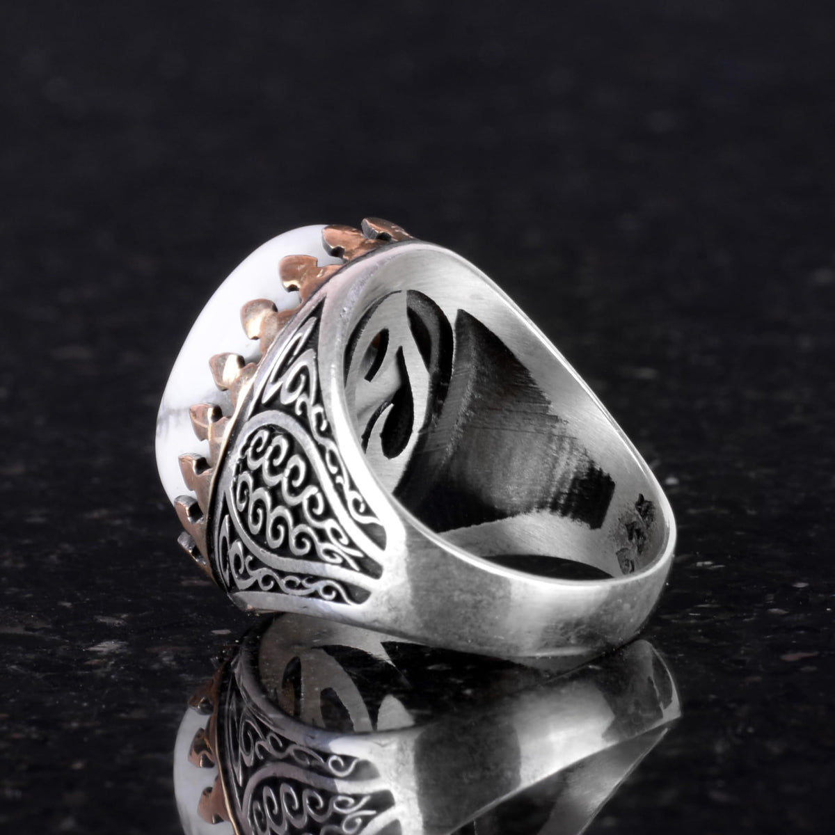 925 Sterling Silver Men's Ring - Handmade Elegance with Howlite Stone — 5