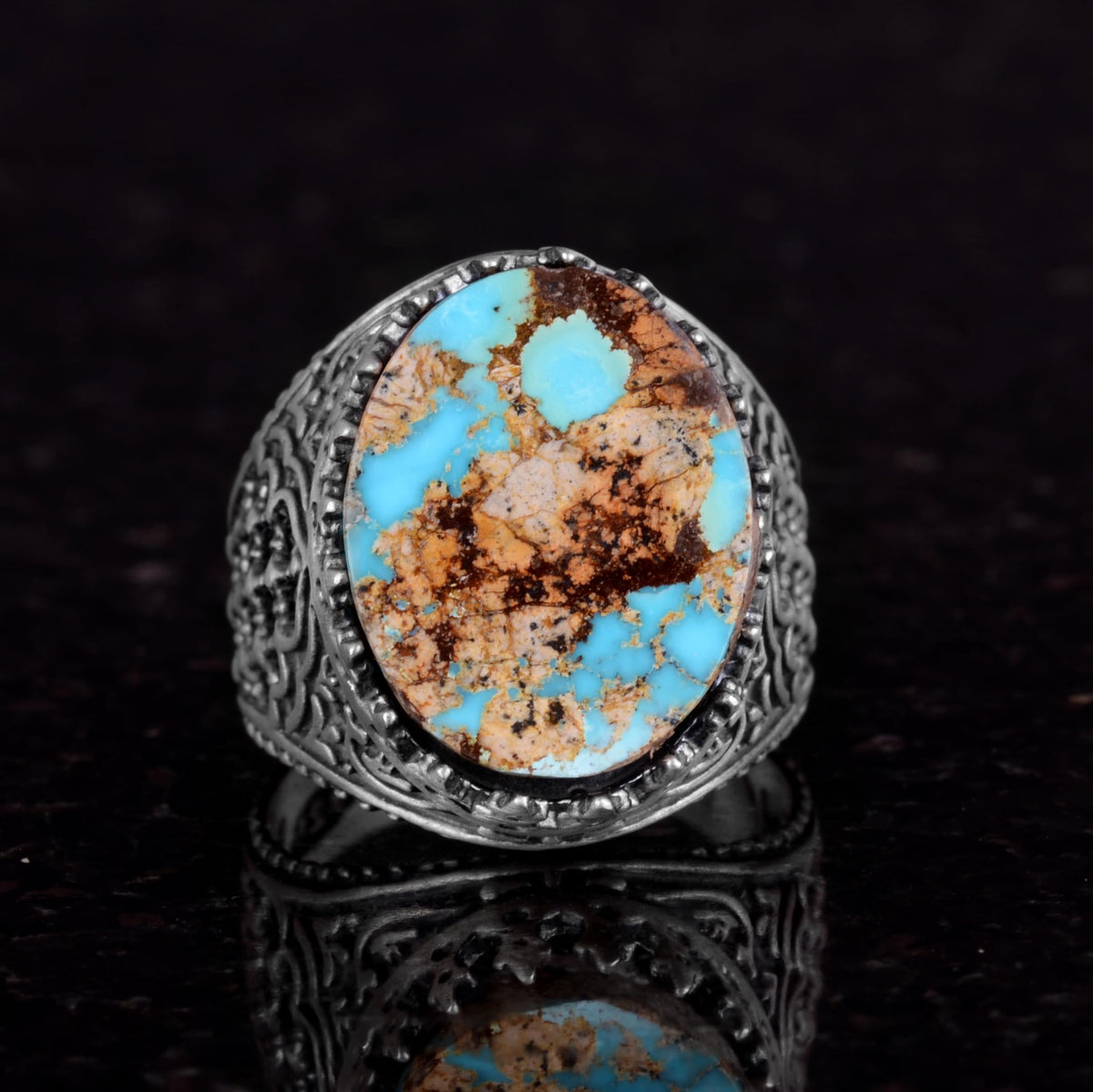 Natural Arizona Turquoise Stone 925 Sterling Silver Ring — 2