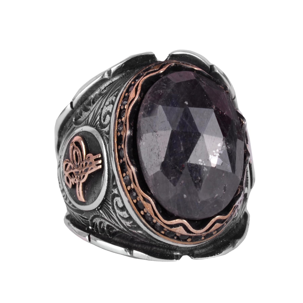 Natural Stone Blue Sapphire Ring, 925 Sterling Silver Ring, Ottoman Silver Ring, Unique Ring