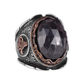 Natural Stone Blue Sapphire Ring, 925 Sterling Silver Ring, Ottoman Silver Ring, Unique Ring