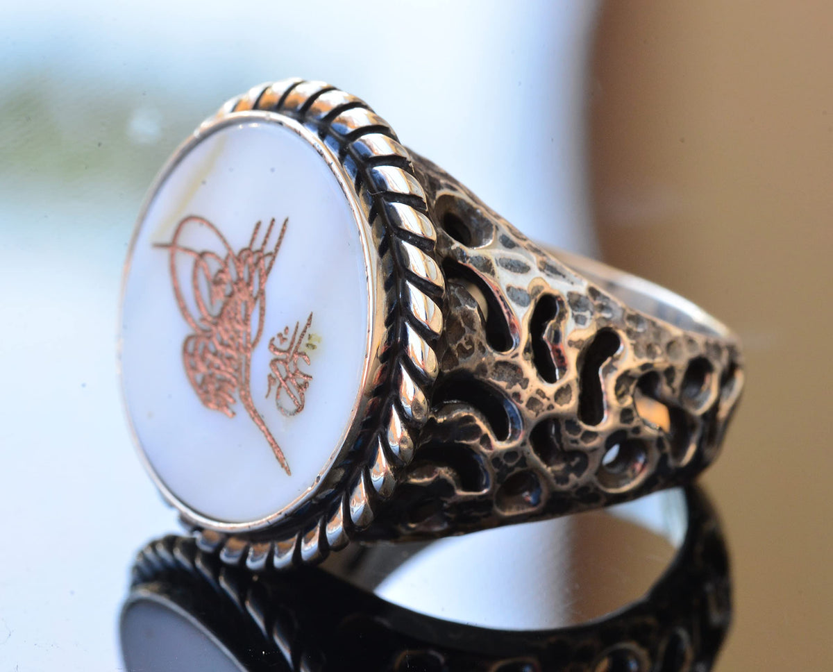 925 Sterling Silver Ring - Stamped Men's Ring - Symbolic Ring (Ottoman Symbol) — 4
