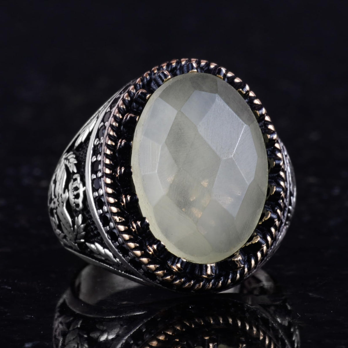 Natural Stone Ring - Handmade Eagle Ring - 925 Sterling Silver (Model-2) — 5