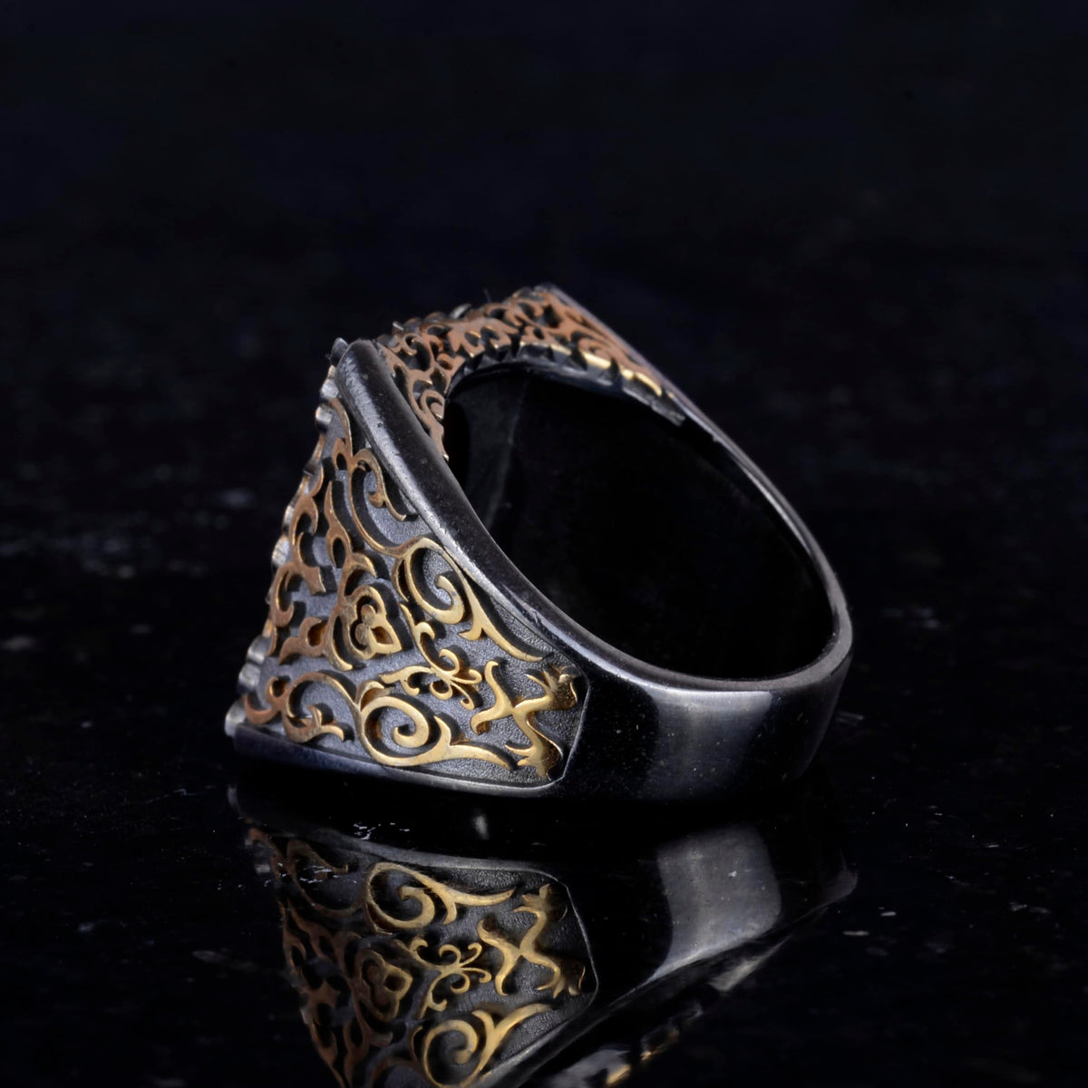 Horse Ring - Natural Agate Stone and 925 Sterling Silver Men's Ring — 7