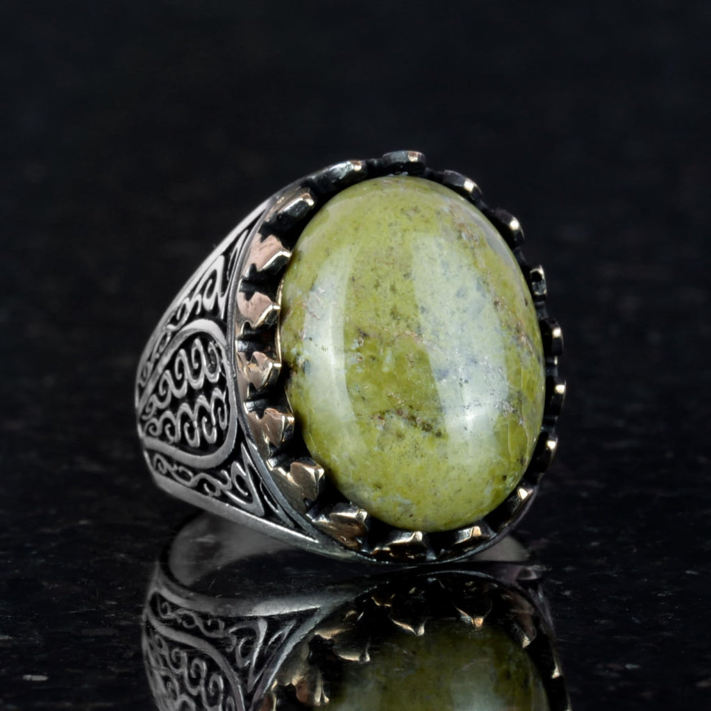 925 Sterling Silver Men's Ring - Unakite Stone Handmade Elegance — 3