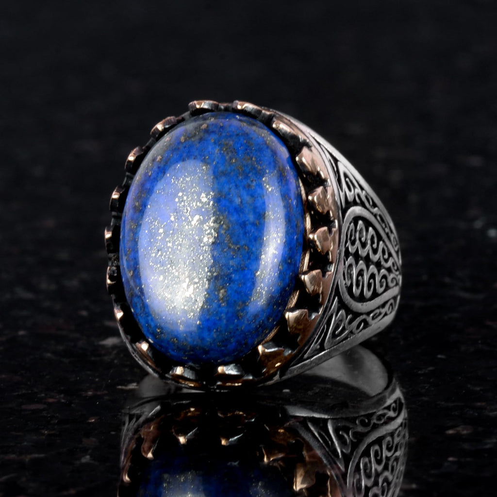 925 Sterling Silver Men's Ring - Lapis Lazuli Stone — 4