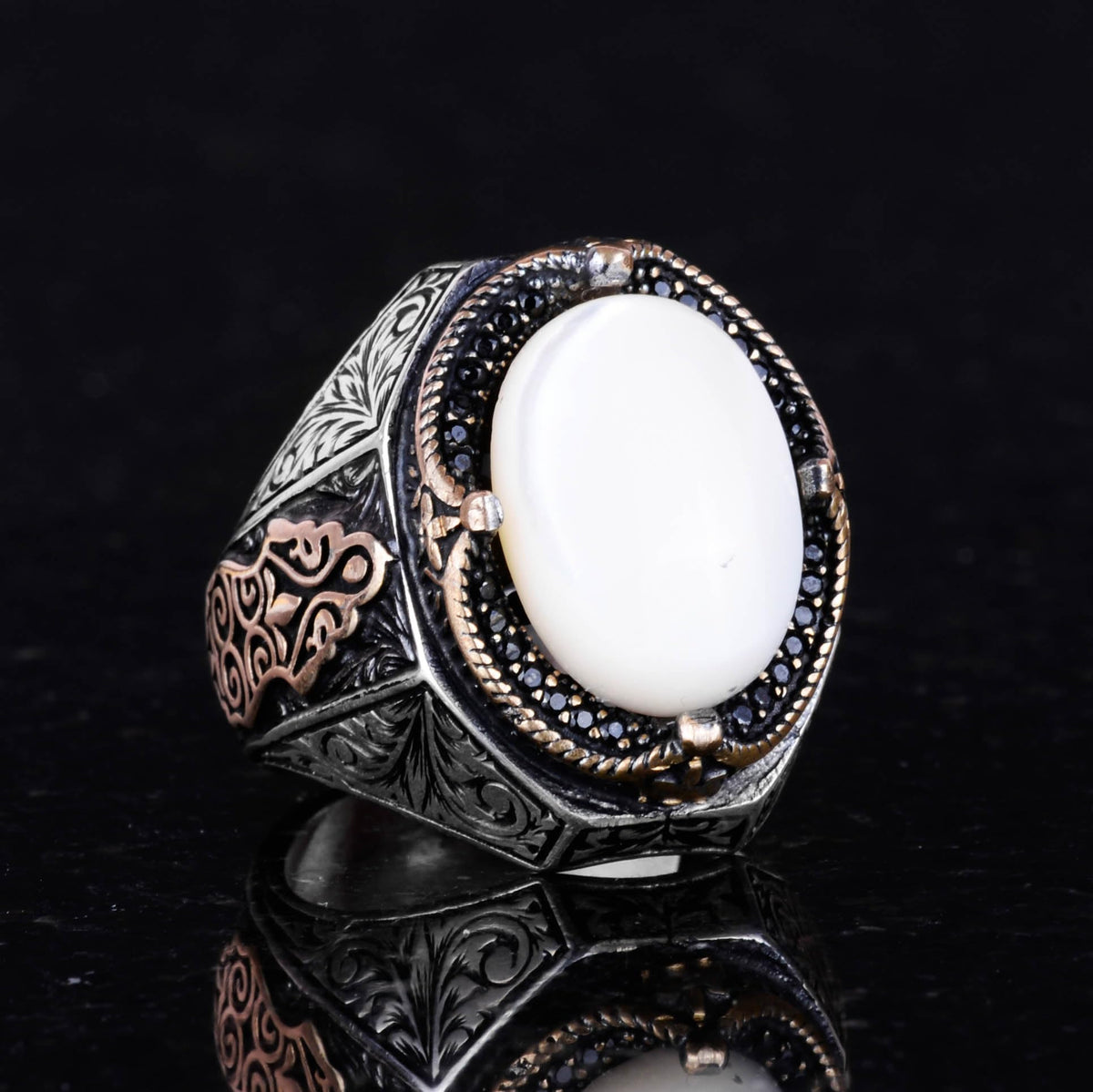 Natural Pearl Stone Ring - 925 Sterling Silver (Model-2) — 6