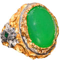 Natural Jade Stone Ring, 925 Sterling Silver, Men's Ring