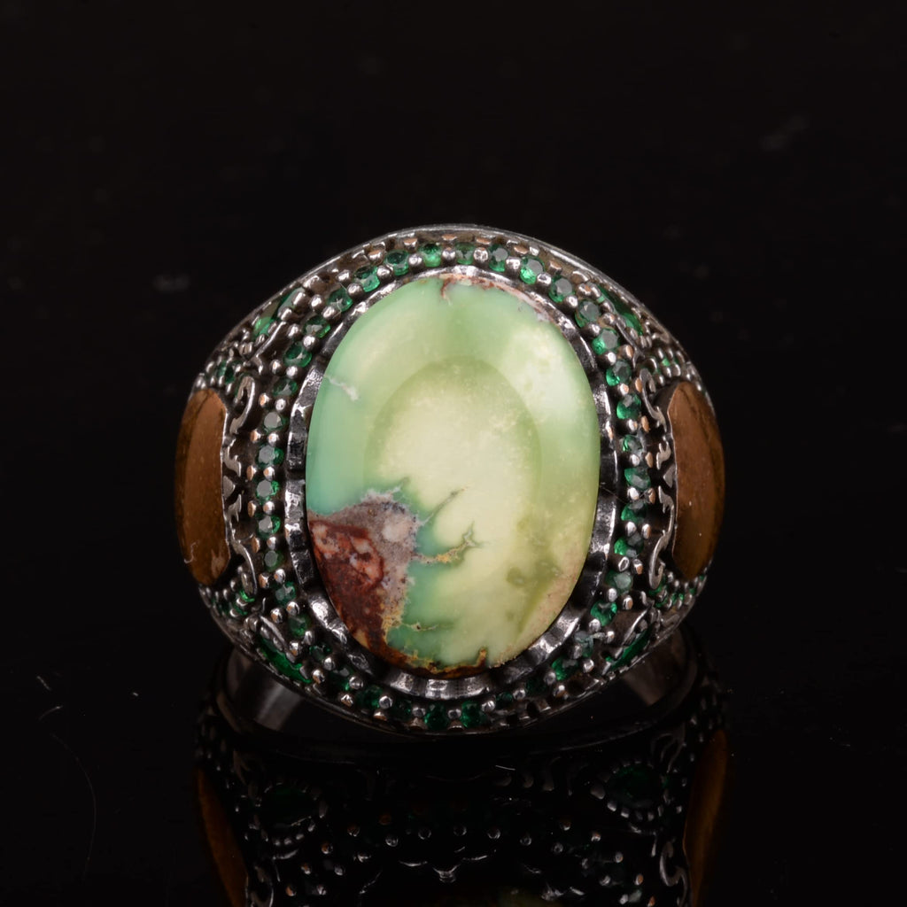 Natural Arizona Turquoise Stone Ring - Minimalist Design, 925 Sterling Silver — 3