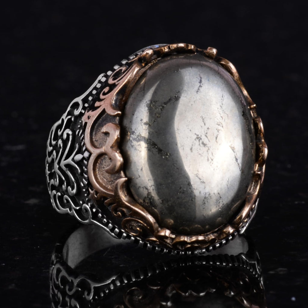 Natural Stone Handmade Ring - 925 Sterling Silver Ring (Pyrite) — 5