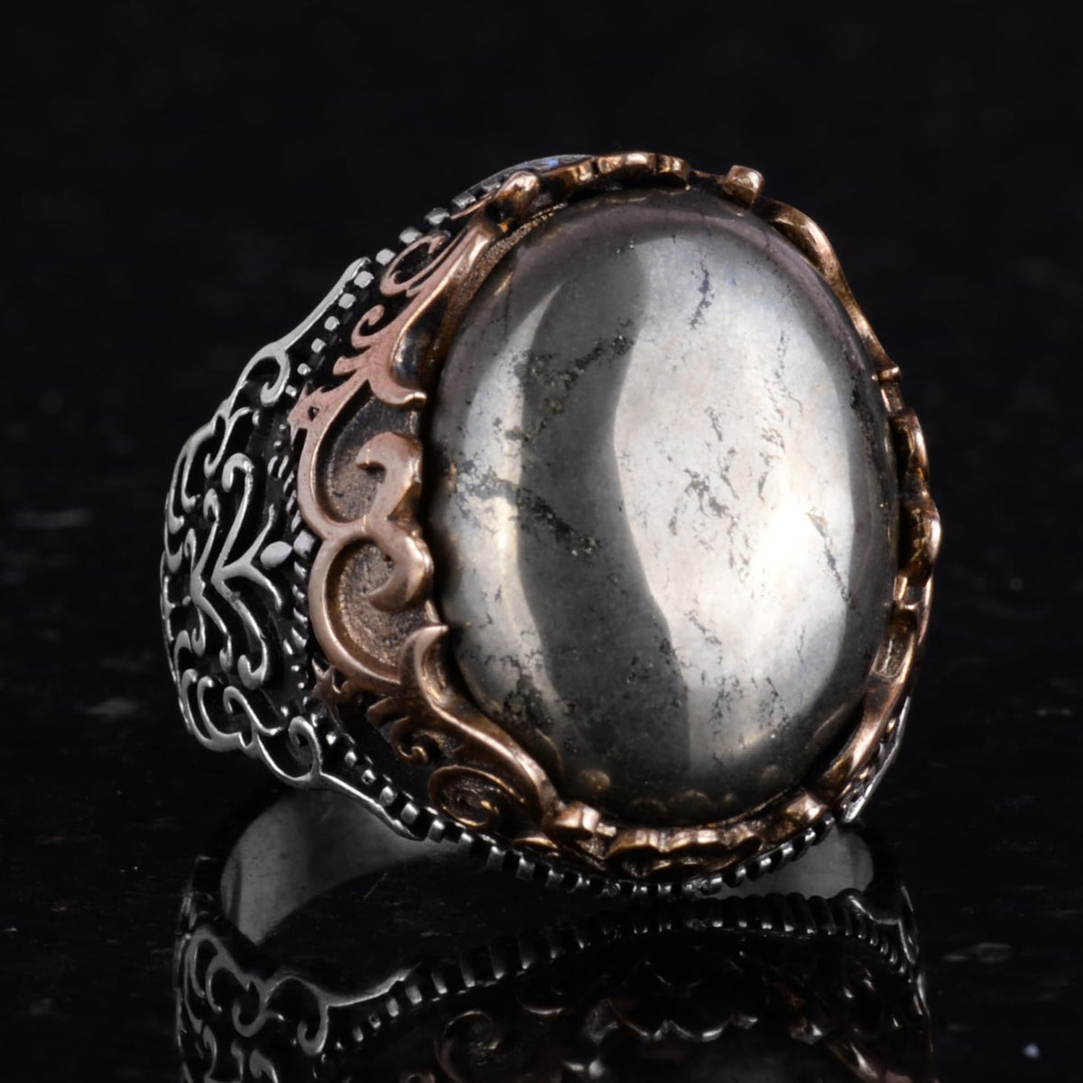 Natural Stone Handmade Ring - 925 Sterling Silver Ring (Pyrite) — 5