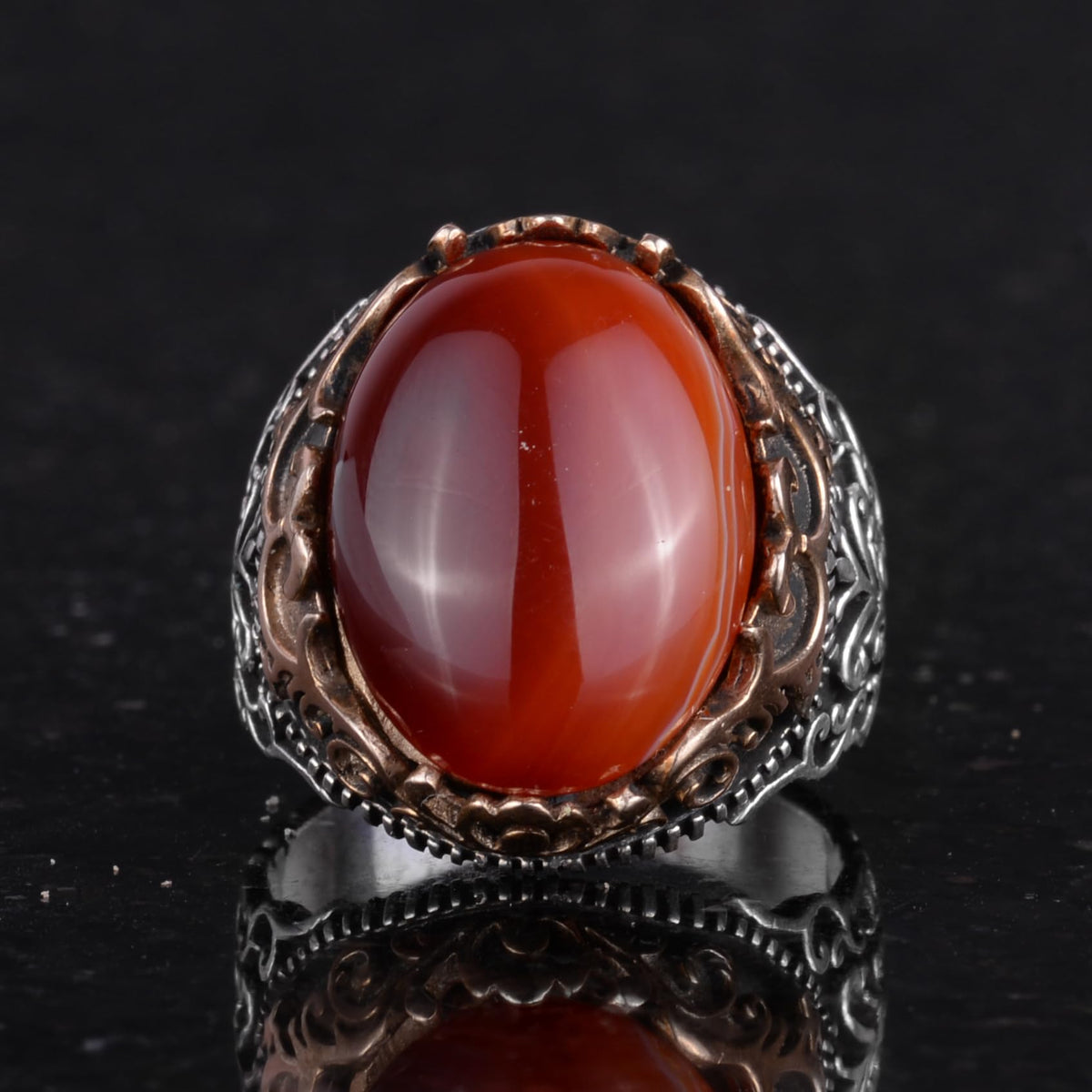 Natural Agate Stone Handmade Ring - 925 Sterling Silver — 4