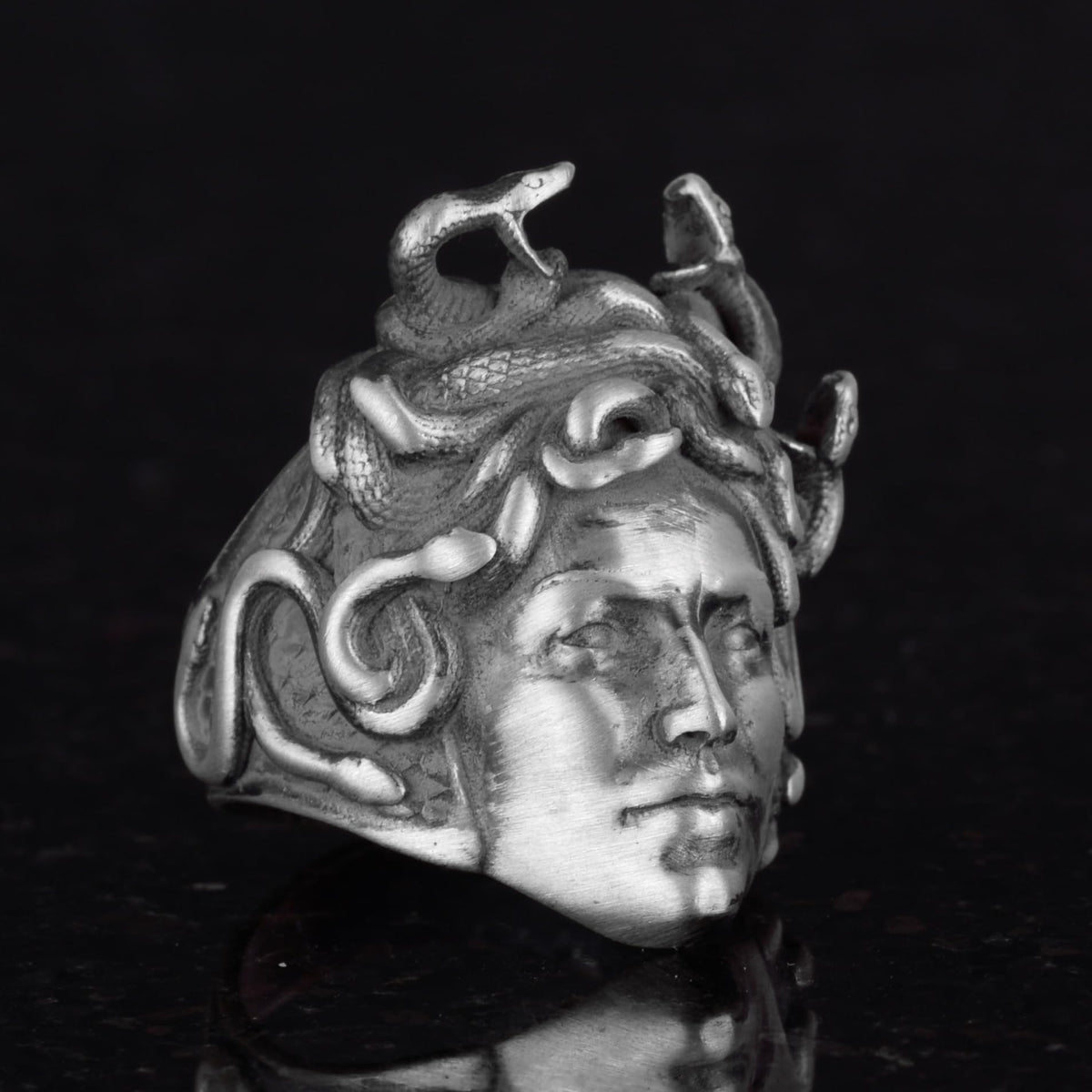 Antique Silver Medusa Head Ring, Greek Mythology Men's Ring, 925 Sterling Silver Ring (Customizable) — 4