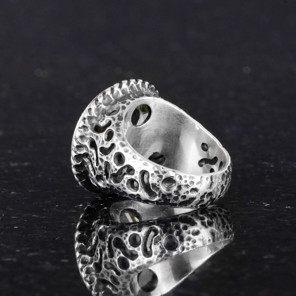 925 Sterling Silver Men's Ring - Handcrafted Synthetic Citrine Stone Ring - Modern Design — 6