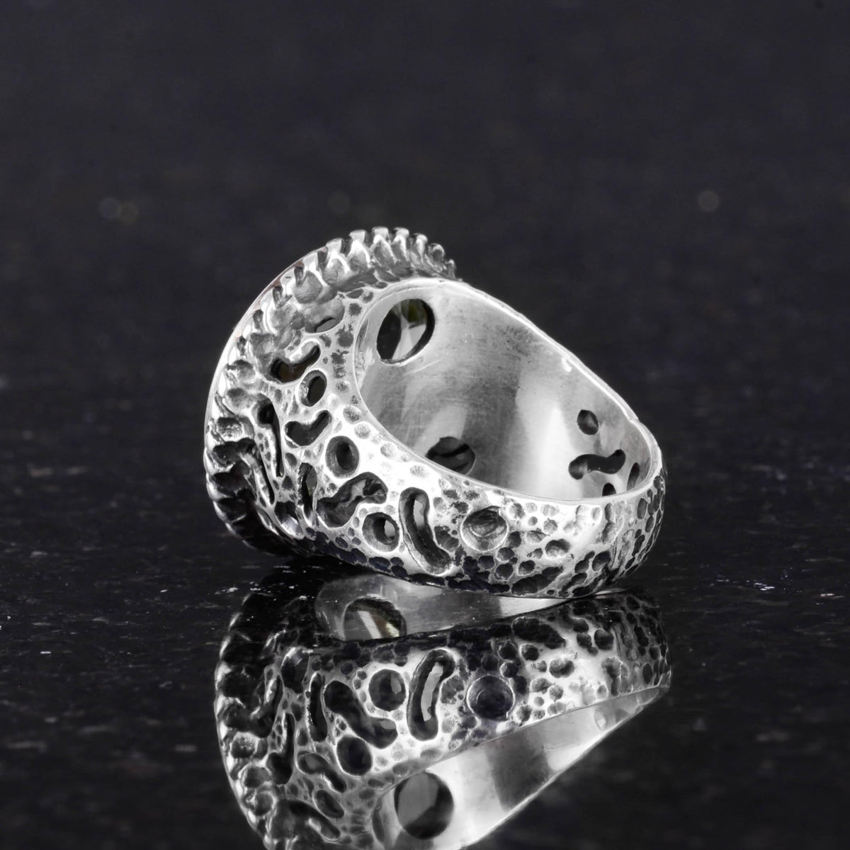 925 Sterling Silver Men's Ring - Handcrafted Synthetic Citrine Stone Ring - Modern Design — 6