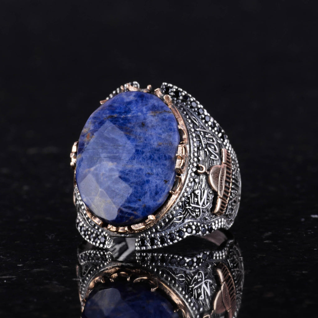 Kaaba Silver Ring, Natural Sodalite Stone Ring — 5