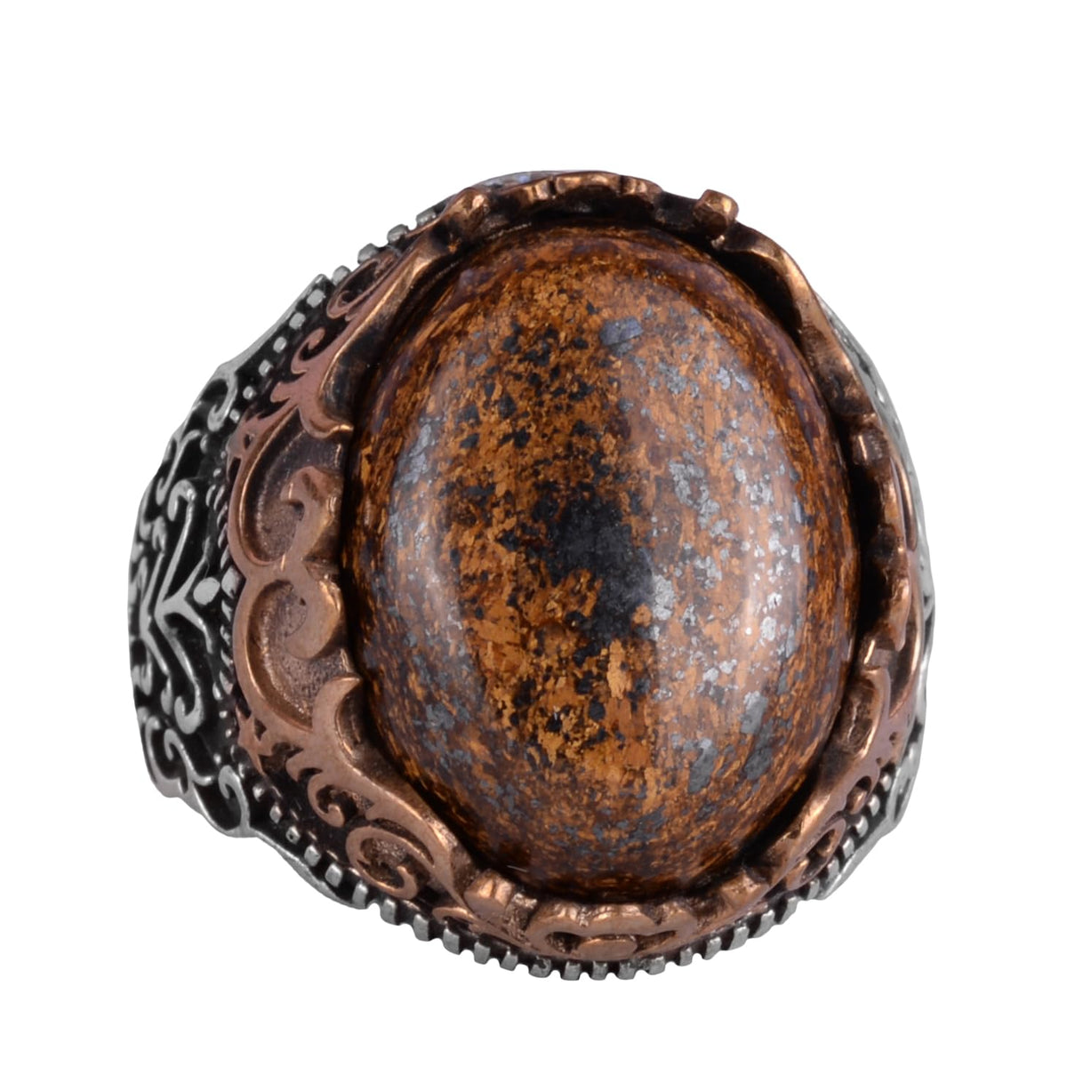Natural Stone Handmade Ring - 925 Sterling Silver Ring (Bronzite)