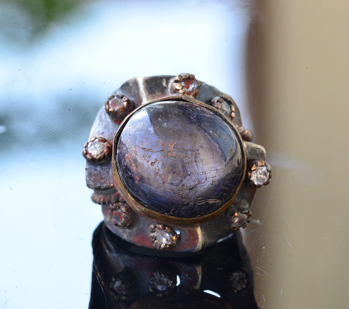 Star Ruby Stone Antique Ring, 925 Sterling Silver Unisex Ring — 5