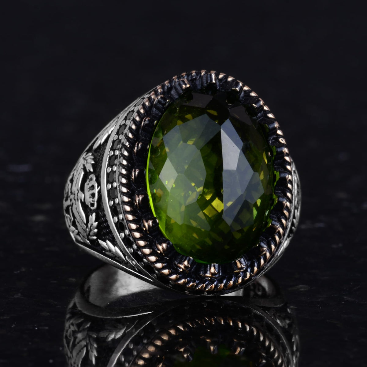 925 Sterling Silver Stone Ring, Eagle Symbol, Handmade Ring — 5
