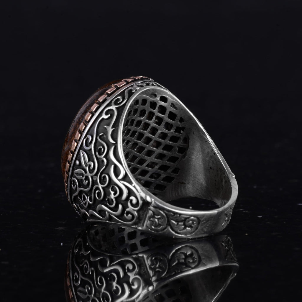 Handcrafted Natural Bronzite Stone Ring - 925 Sterling Silver — 6