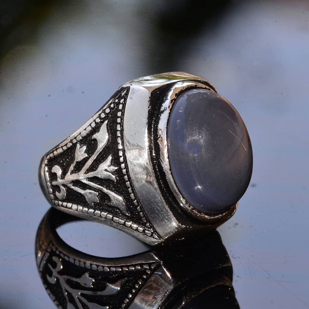 KAMBO Authentic Natural Opal Stone Ring, Unique Ring, 925 Sterling Silver Men's Ring, Men's Silver Ring — 4