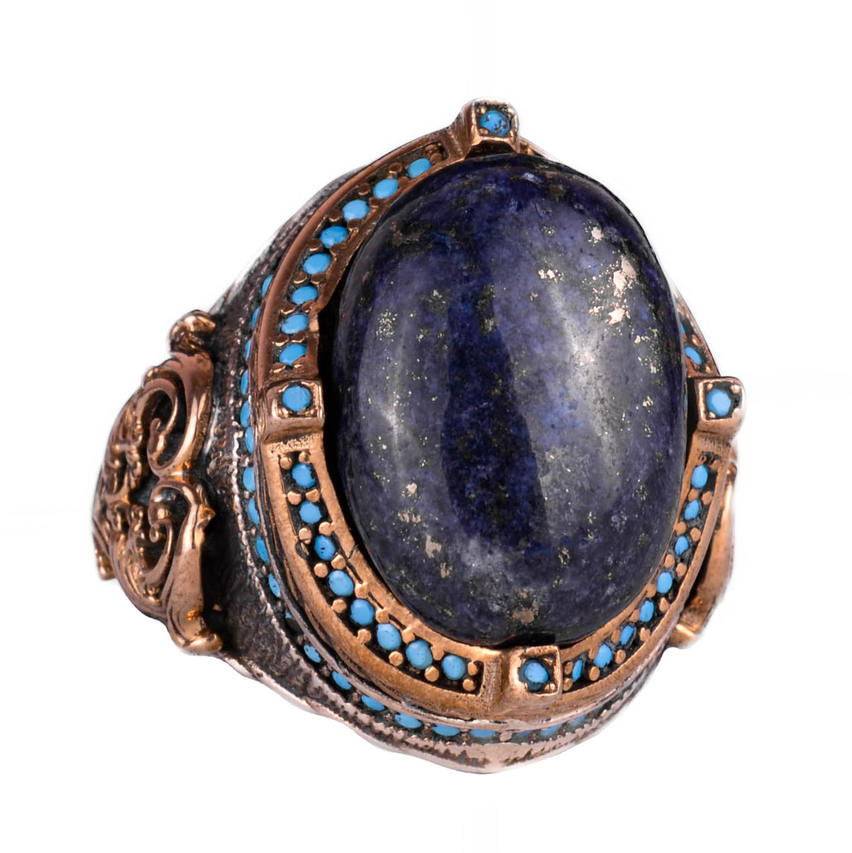 925 Sterling Silver Ring, Handcrafted Men's Ring with Natural Lapis Lazuli Stone, Vintage Design