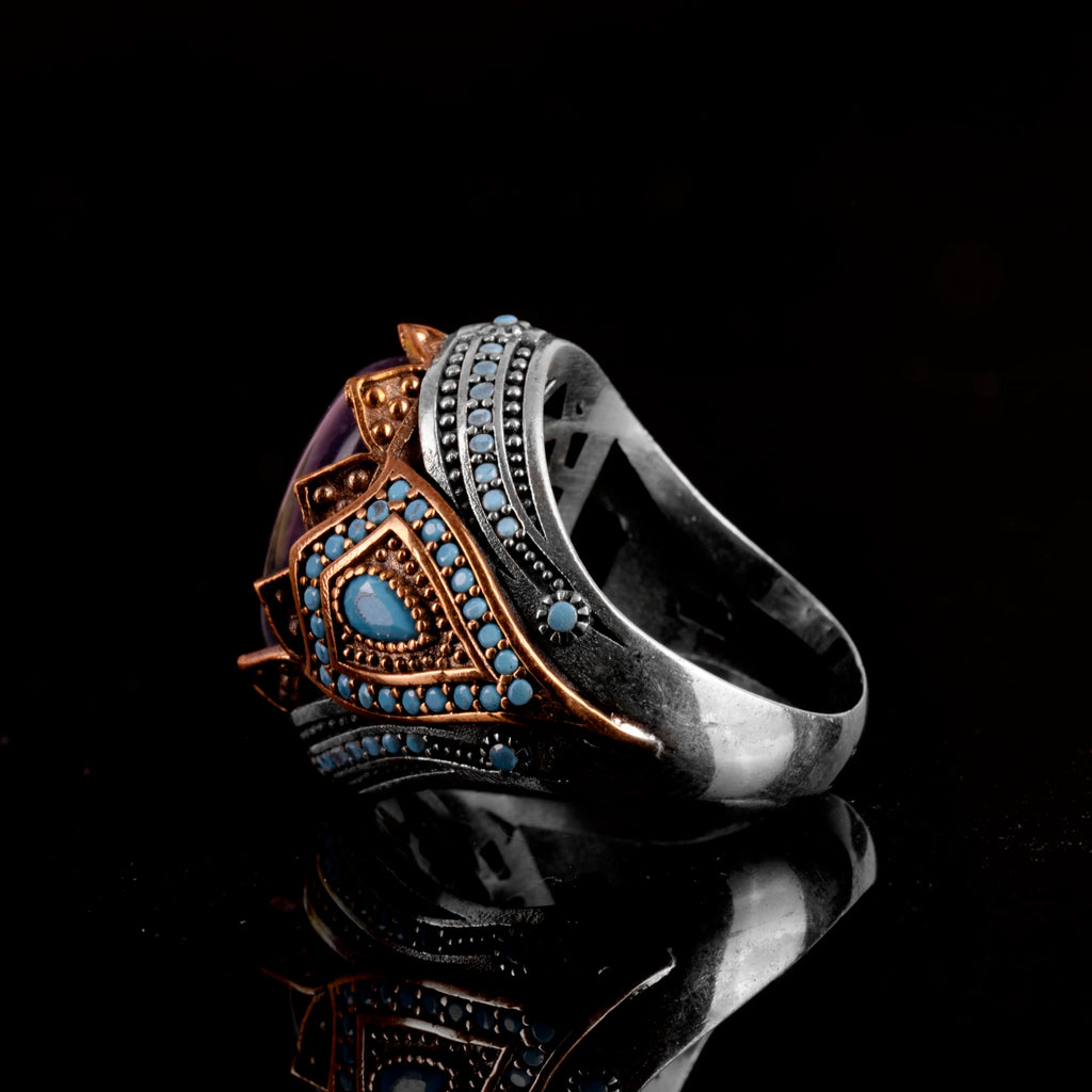 Natural Stone Ring - Handmade 925 Sterling Silver Ring (Azurite) — 6