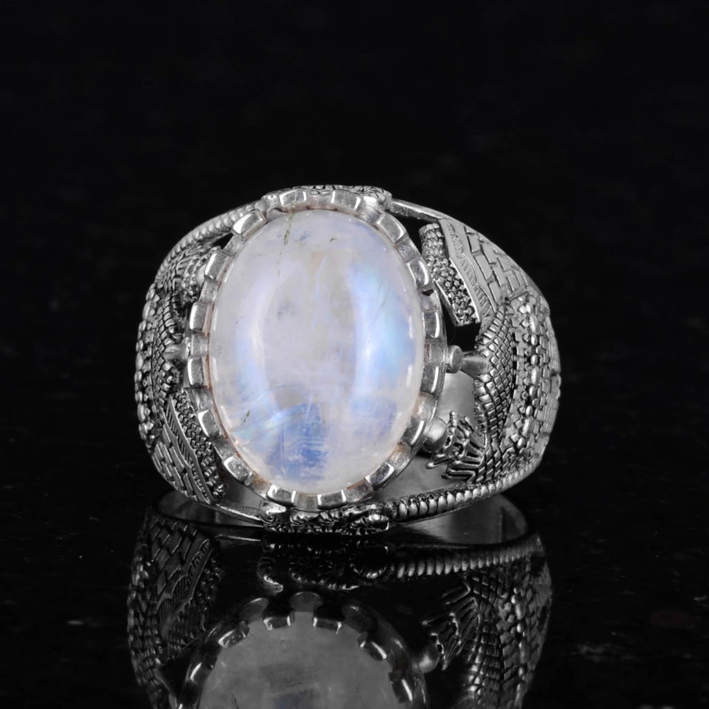 925 Sterling Silver Men's Ring - Lighting Stone — 4