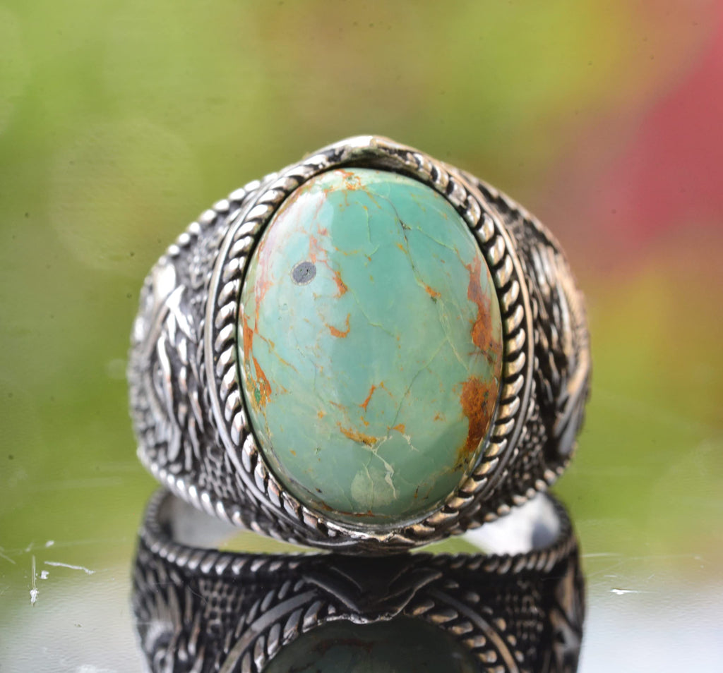Natural Arizona Turquoise Stone Ring - 925 Sterling Silver Men's Eagle Ring, Suitable for Daily and Special Occasions (Model-2) — 5