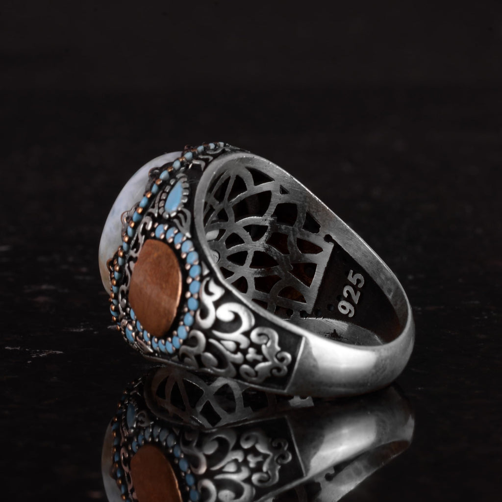 Natural Larimar Stone Handmade Ring - 925 Sterling Silver — 7