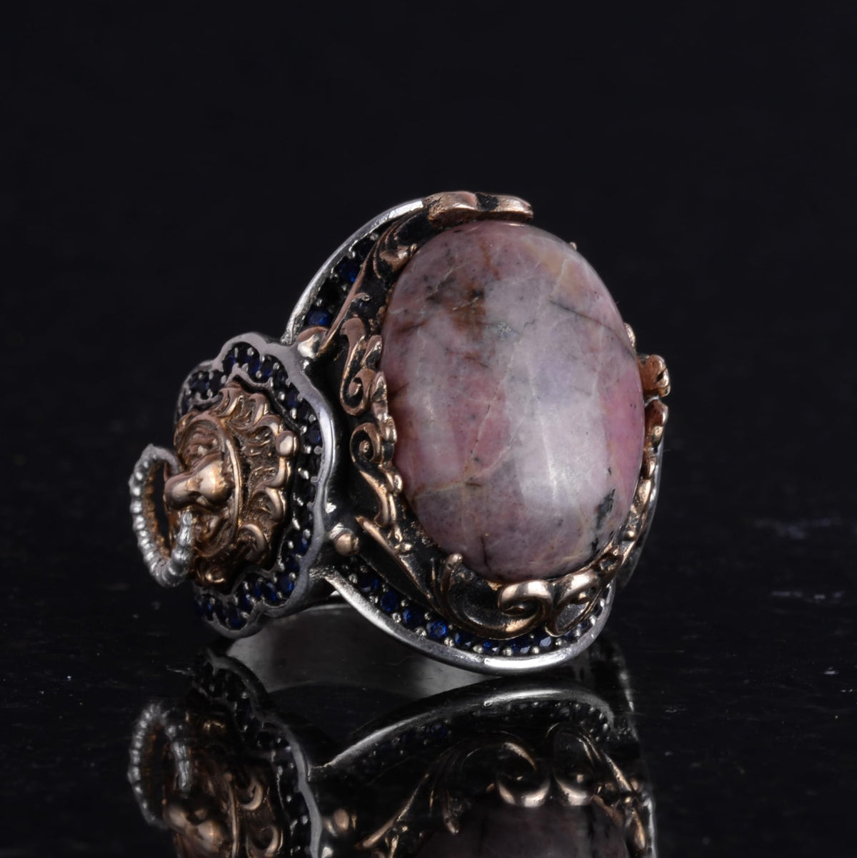 Handmade Natural Rhodonite Stone Ring — 6