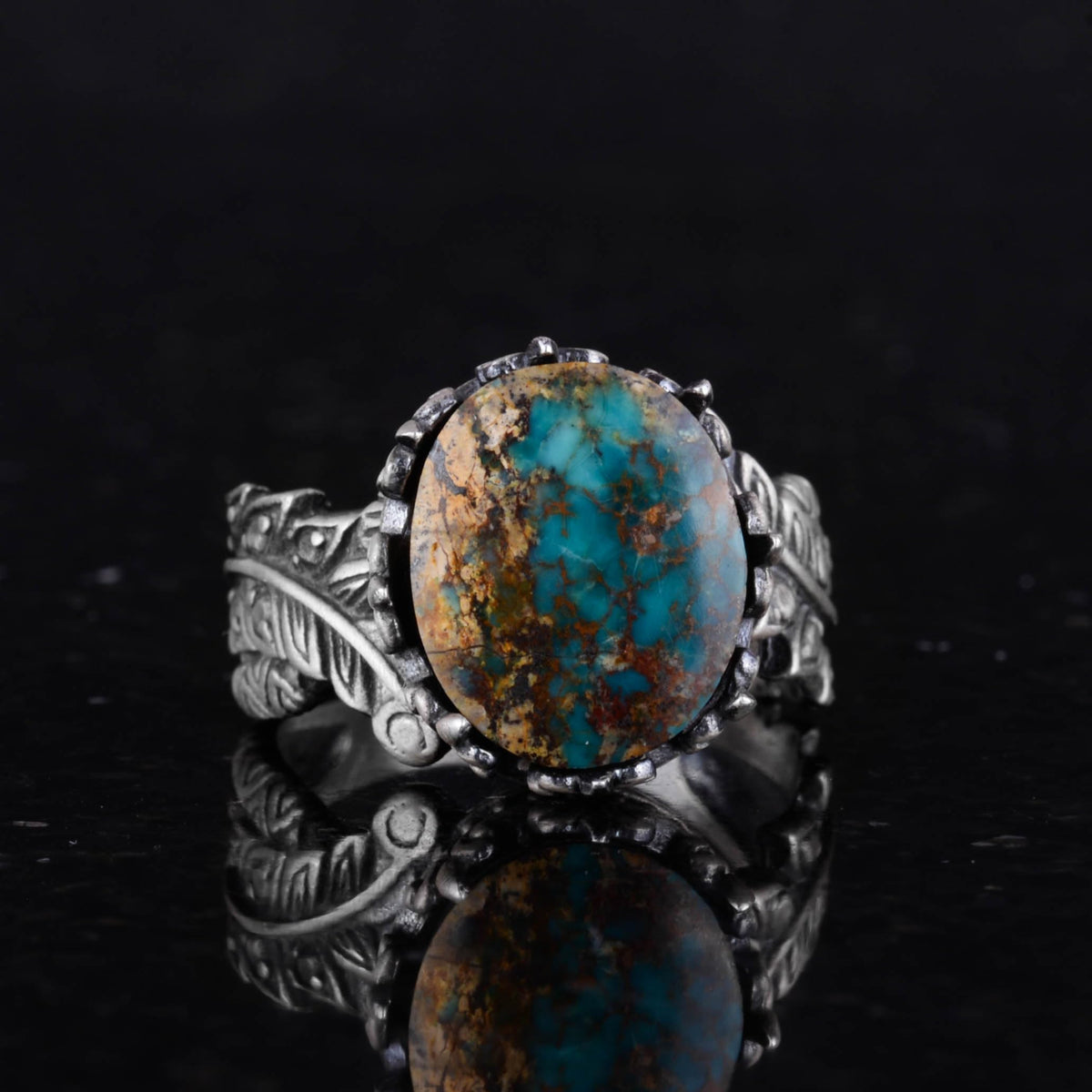 Natural Arizona Turquoise Stone Ring, 925 Sterling Silver Ring, Minimalist Handmade Ring (Model-6) — 6