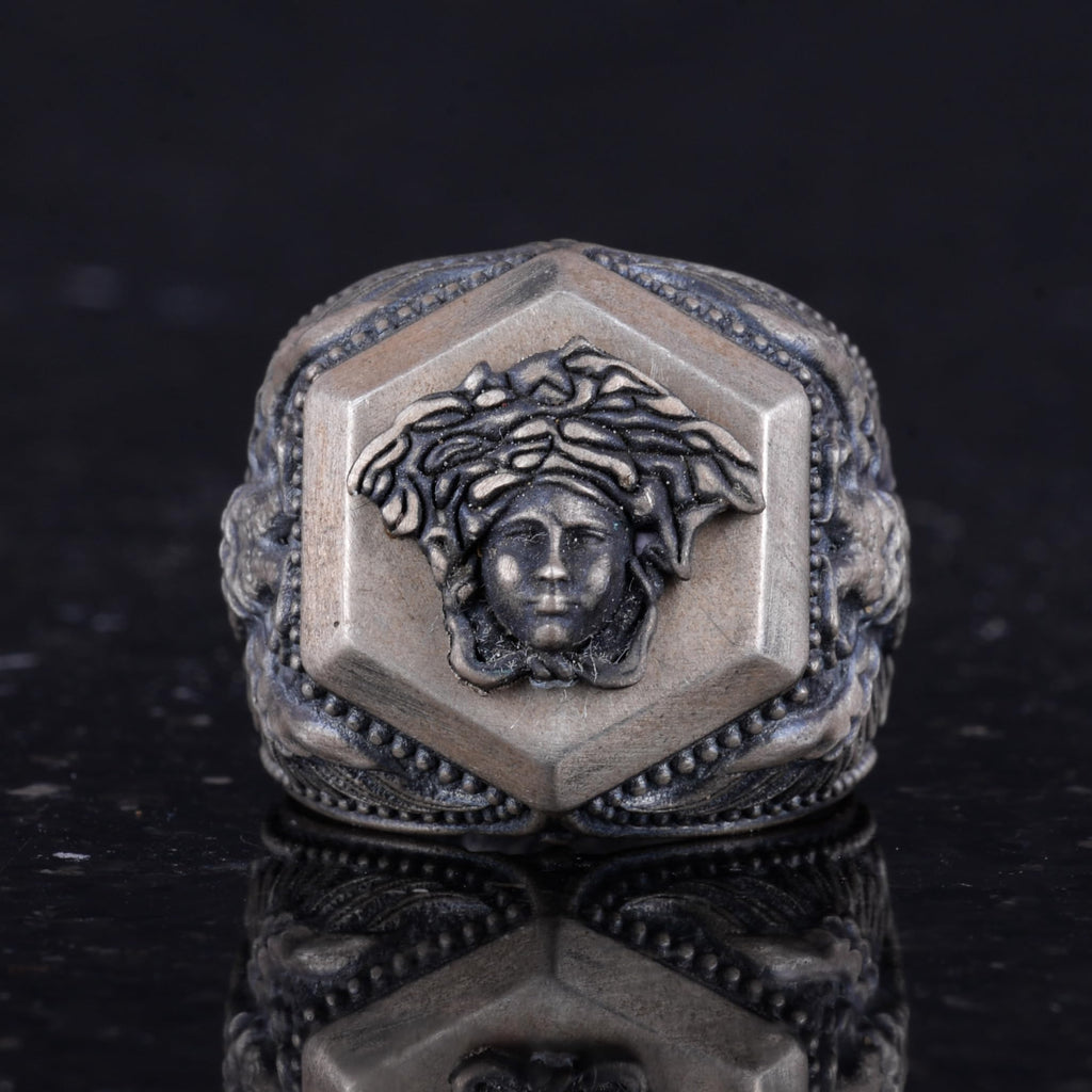 Medusa Motif 925 Sterling Silver Ring, Symbol of Courage Ring — 4